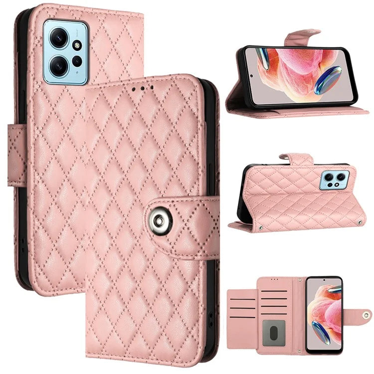 YB Imprinting Series-8 for Xiaomi Redmi Note 12 4G Case Leather Phone Wallet Cover with Hand Strap