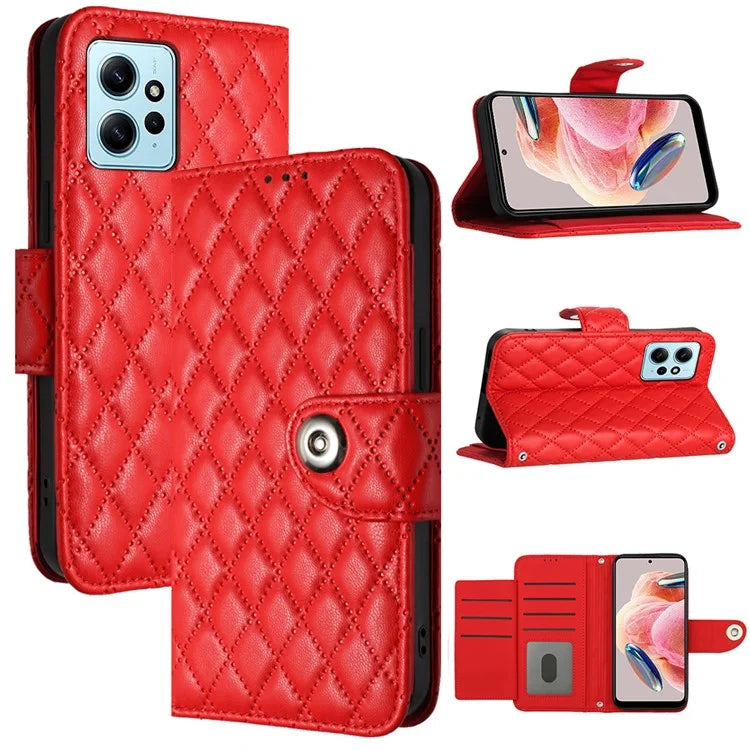 YB Imprinting Series-8 for Xiaomi Redmi Note 12 4G Case Leather Phone Wallet Cover with Hand Strap