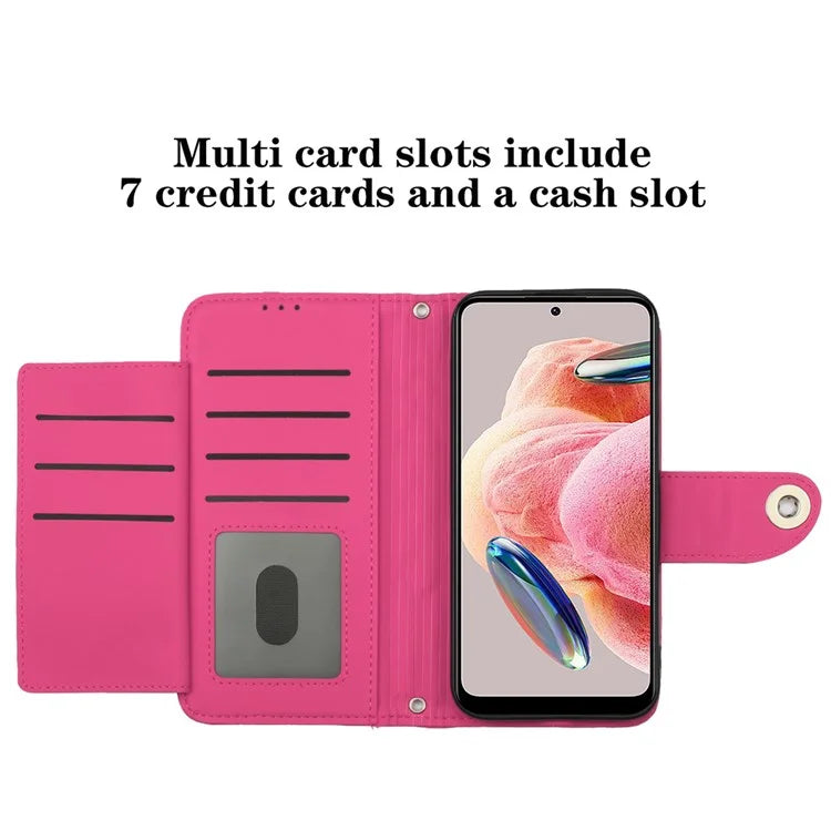 YB Imprinting Series-8 for Xiaomi Redmi Note 12 4G Case Leather Phone Wallet Cover with Hand Strap