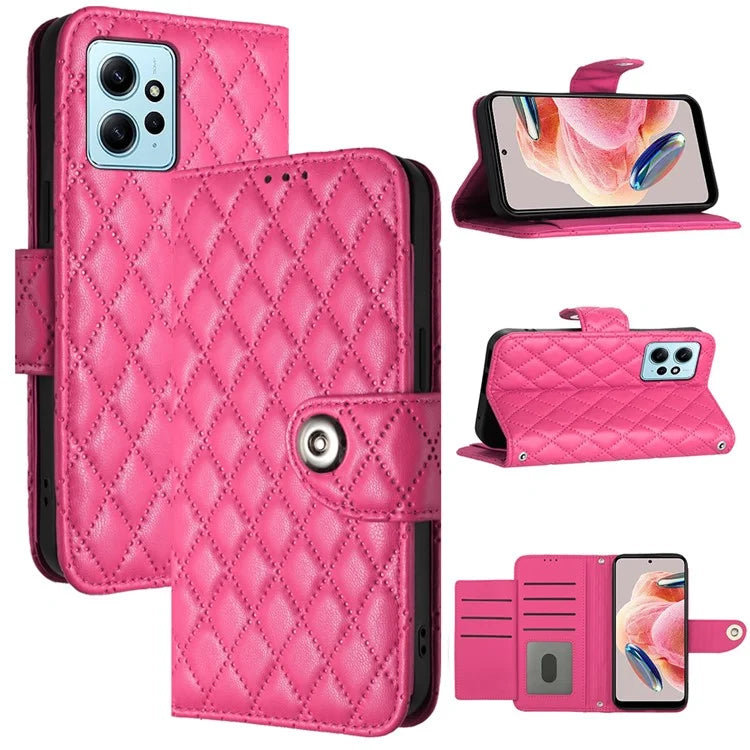 YB Imprinting Series-8 for Xiaomi Redmi Note 12 4G Case Leather Phone Wallet Cover with Hand Strap