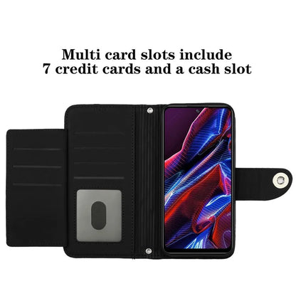 YB Imprinting Series-8 for Xiaomi Redmi Note 12 5G (Global) / Poco X5 5G Wallet Case Leather Anti-drop Phone Cover
