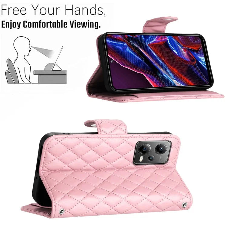 YB Imprinting Series-8 for Xiaomi Redmi Note 12 5G (Global) / Poco X5 5G Wallet Case Leather Anti-drop Phone Cover