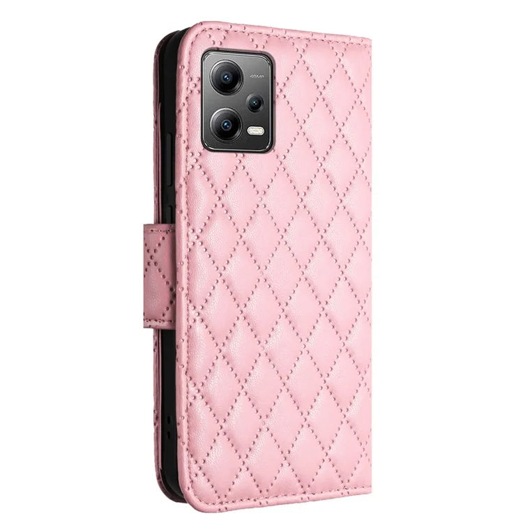 YB Imprinting Series-8 for Xiaomi Redmi Note 12 5G (Global) / Poco X5 5G Wallet Case Leather Anti-drop Phone Cover