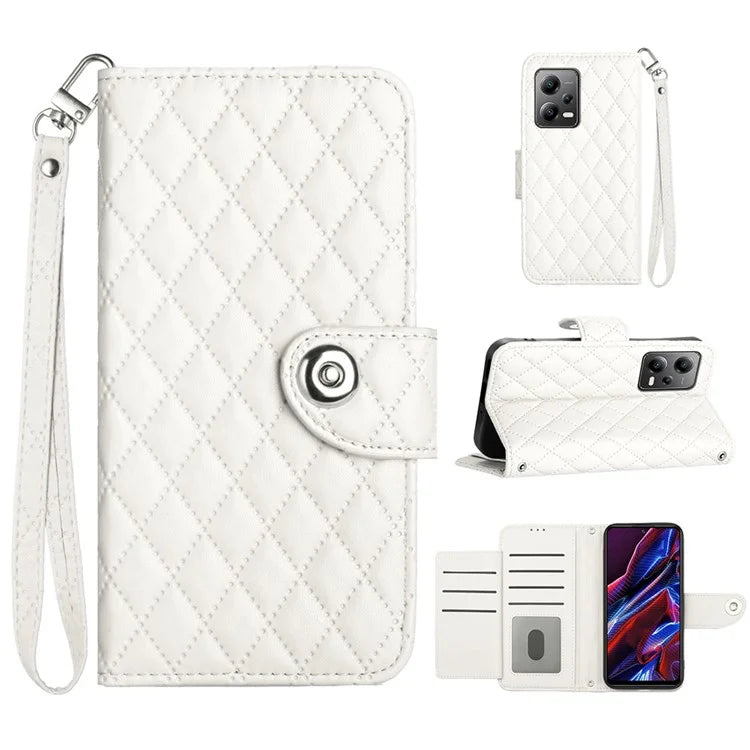YB Imprinting Series-8 for Xiaomi Redmi Note 12 5G (Global) / Poco X5 5G Wallet Case Leather Anti-drop Phone Cover