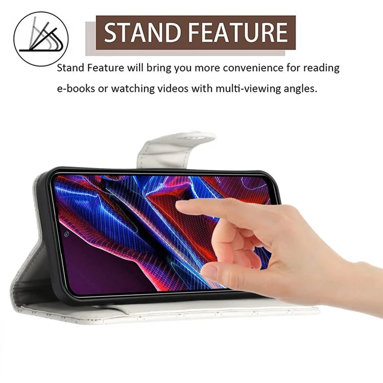 YB Imprinting Series-8 for Xiaomi Redmi Note 12 5G (Global) / Poco X5 5G Wallet Case Leather Anti-drop Phone Cover