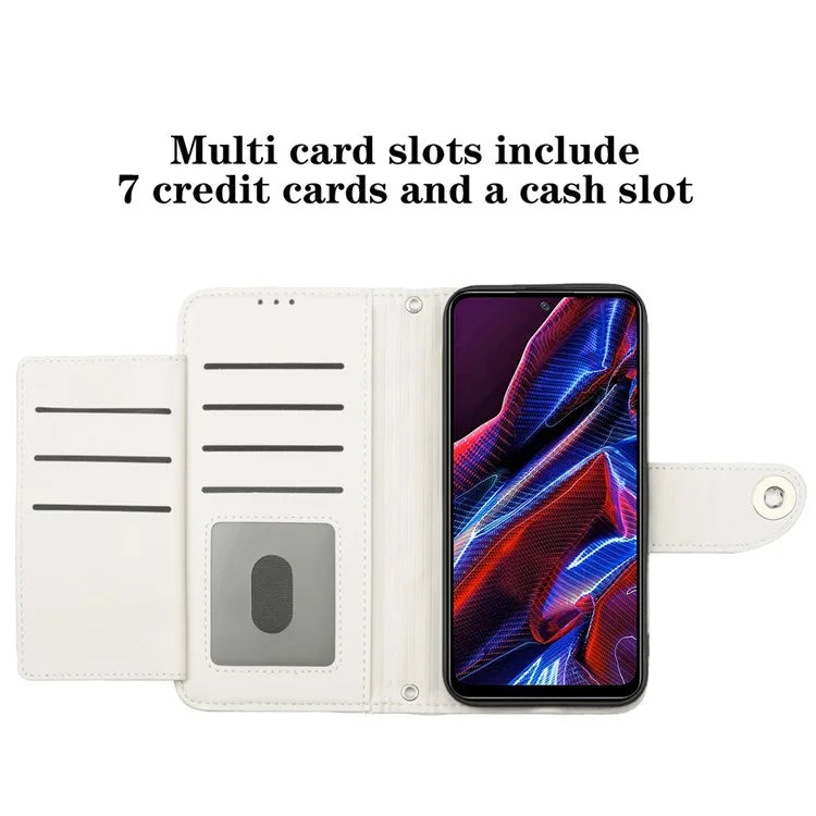YB Imprinting Series-8 for Xiaomi Redmi Note 12 5G (Global) / Poco X5 5G Wallet Case Leather Anti-drop Phone Cover