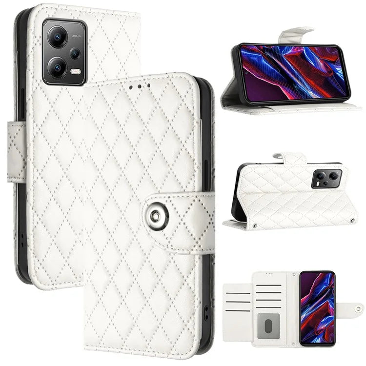 YB Imprinting Series-8 for Xiaomi Redmi Note 12 5G (Global) / Poco X5 5G Wallet Case Leather Anti-drop Phone Cover