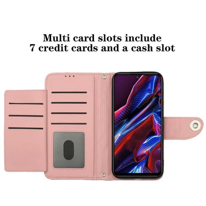 YB Imprinting Series-8 for Xiaomi Redmi Note 12 5G (Global) / Poco X5 5G Wallet Case Leather Anti-drop Phone Cover
