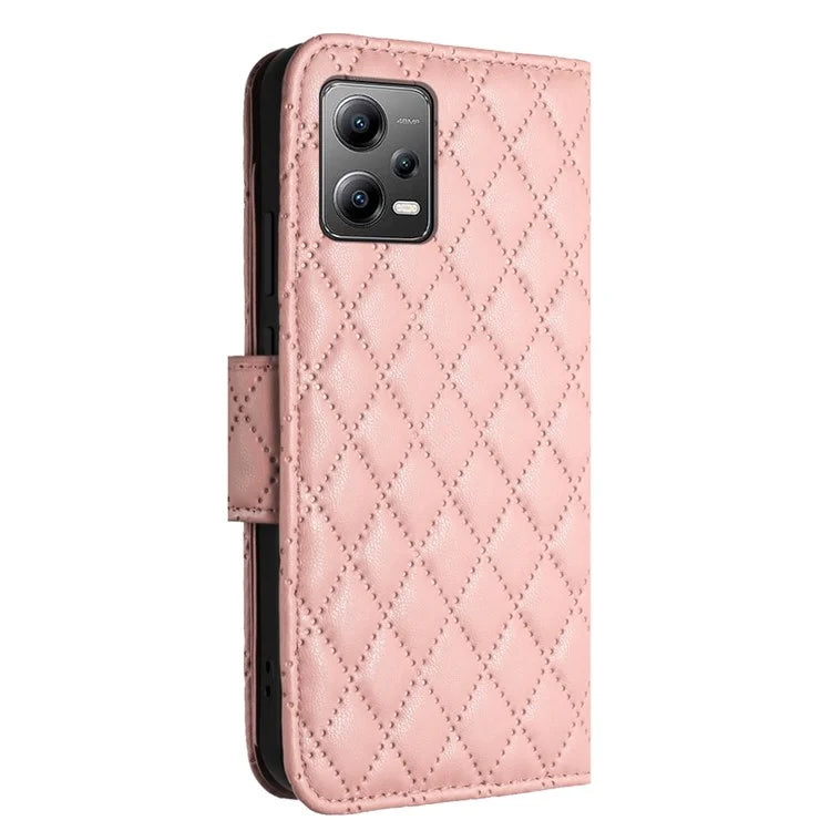 YB Imprinting Series-8 for Xiaomi Redmi Note 12 5G (Global) / Poco X5 5G Wallet Case Leather Anti-drop Phone Cover