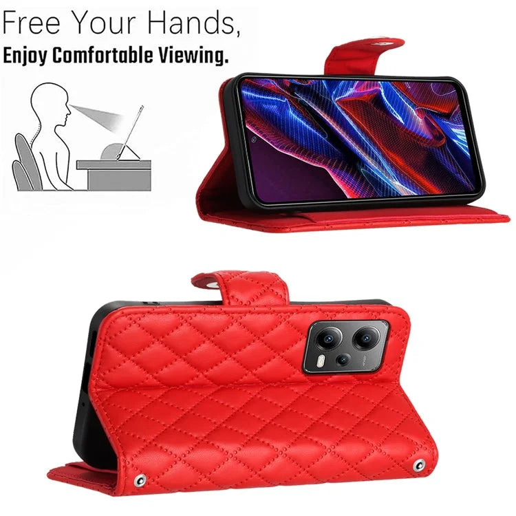 YB Imprinting Series-8 for Xiaomi Redmi Note 12 5G (Global) / Poco X5 5G Wallet Case Leather Anti-drop Phone Cover