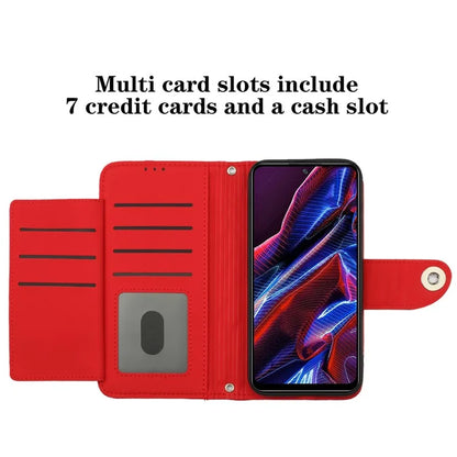 YB Imprinting Series-8 for Xiaomi Redmi Note 12 5G (Global) / Poco X5 5G Wallet Case Leather Anti-drop Phone Cover