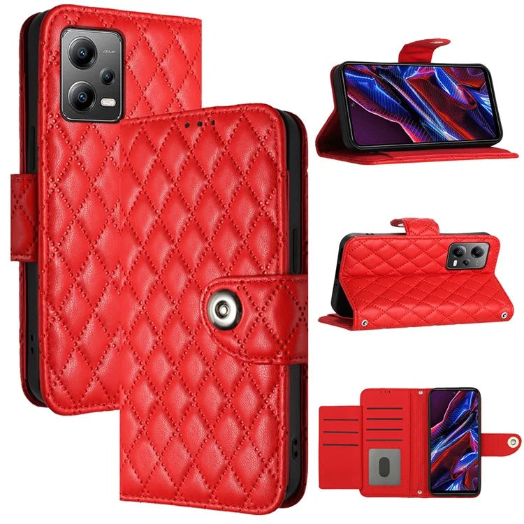 YB Imprinting Series-8 for Xiaomi Redmi Note 12 5G (Global) / Poco X5 5G Wallet Case Leather Anti-drop Phone Cover