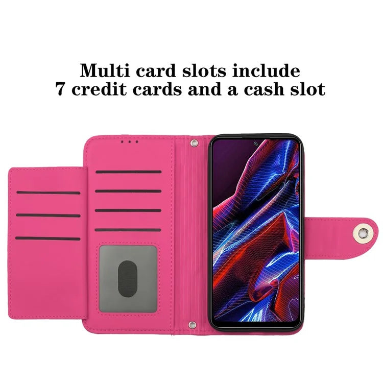 YB Imprinting Series-8 for Xiaomi Redmi Note 12 5G (Global) / Poco X5 5G Wallet Case Leather Anti-drop Phone Cover