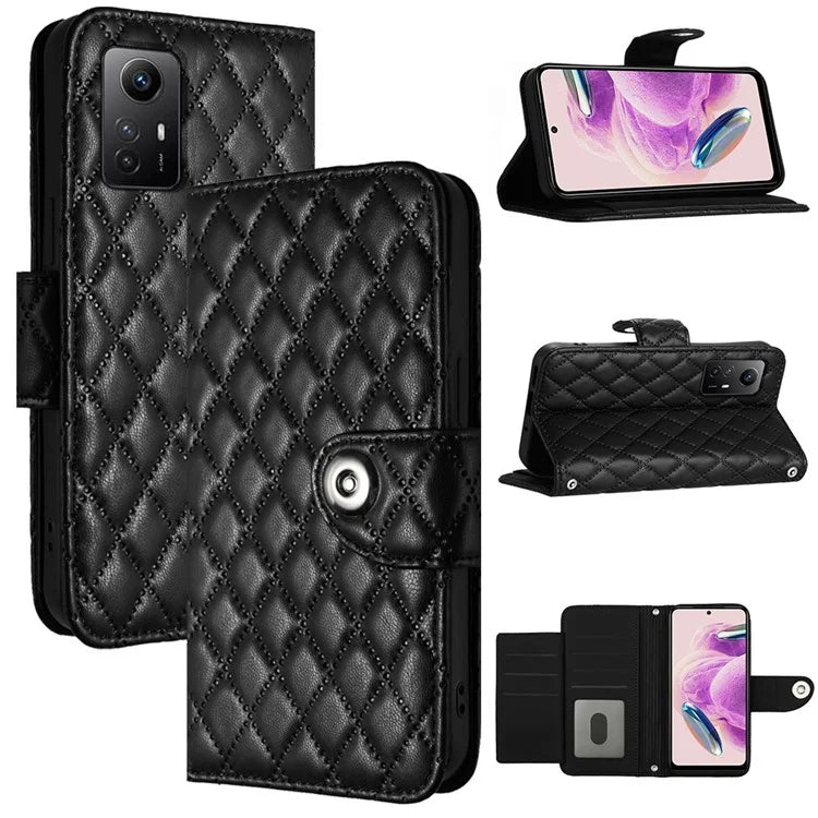 YB Imprinting Series-8 for Xiaomi Redmi Note 12S 4G Leather Case Rhombus 7 Card Slots Phone Cover
