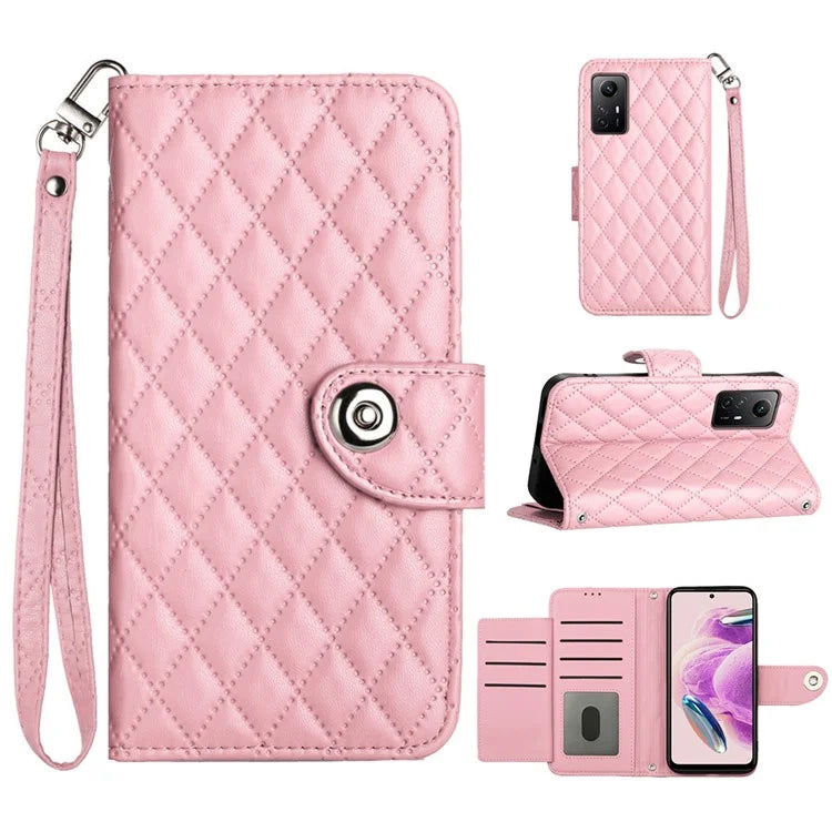 YB Imprinting Series-8 for Xiaomi Redmi Note 12S 4G Leather Case Rhombus 7 Card Slots Phone Cover