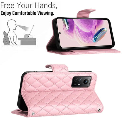 YB Imprinting Series-8 for Xiaomi Redmi Note 12S 4G Leather Case Rhombus 7 Card Slots Phone Cover