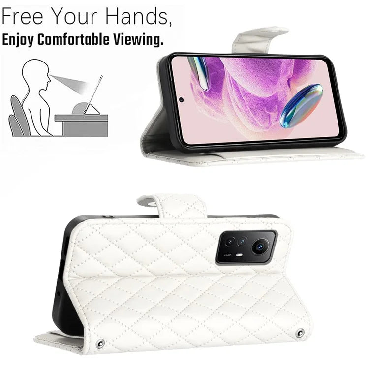 YB Imprinting Series-8 for Xiaomi Redmi Note 12S 4G Leather Case Rhombus 7 Card Slots Phone Cover