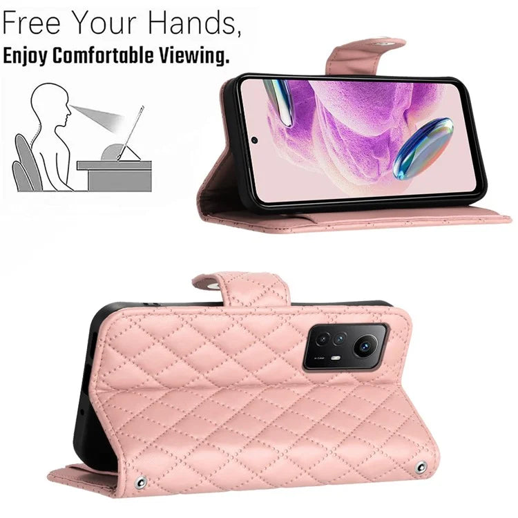 YB Imprinting Series-8 for Xiaomi Redmi Note 12S 4G Leather Case Rhombus 7 Card Slots Phone Cover