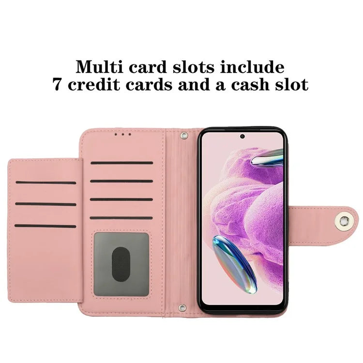 YB Imprinting Series-8 for Xiaomi Redmi Note 12S 4G Leather Case Rhombus 7 Card Slots Phone Cover