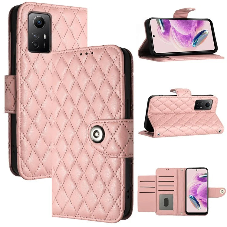 YB Imprinting Series-8 for Xiaomi Redmi Note 12S 4G Leather Case Rhombus 7 Card Slots Phone Cover