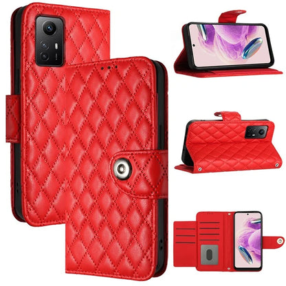 YB Imprinting Series-8 for Xiaomi Redmi Note 12S 4G Leather Case Rhombus 7 Card Slots Phone Cover