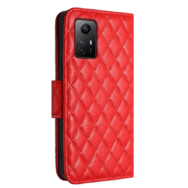 YB Imprinting Series-8 for Xiaomi Redmi Note 12S 4G Leather Case Rhombus 7 Card Slots Phone Cover