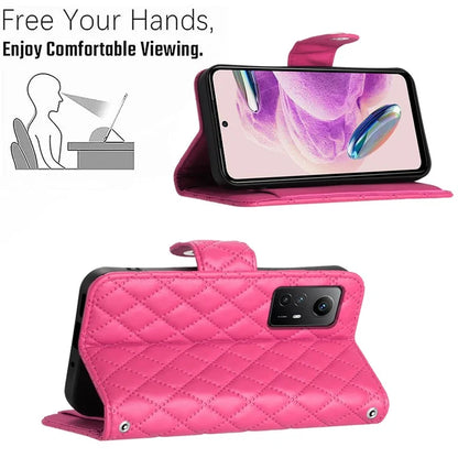 YB Imprinting Series-8 for Xiaomi Redmi Note 12S 4G Leather Case Rhombus 7 Card Slots Phone Cover
