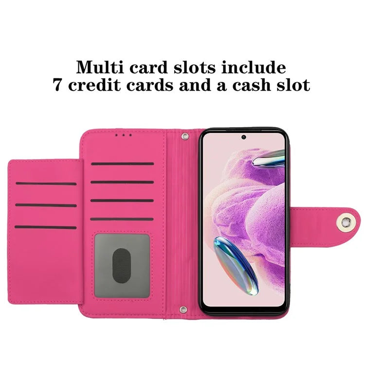 YB Imprinting Series-8 for Xiaomi Redmi Note 12S 4G Leather Case Rhombus 7 Card Slots Phone Cover