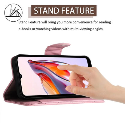 YB Imprinting Series-8 for Xiaomi Redmi 12C 4G / Poco C55 4G Cell Phone Cases Rhombus Imprinted Cover with Wrist Strap