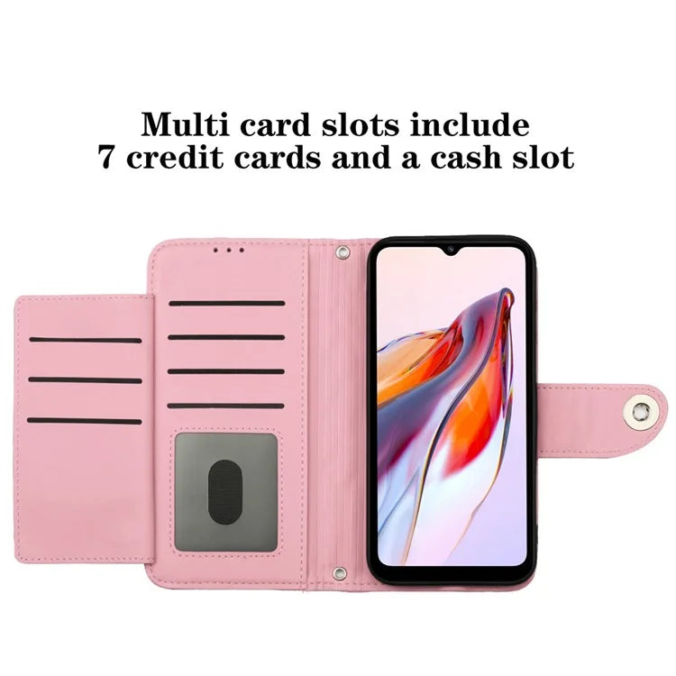 YB Imprinting Series-8 for Xiaomi Redmi 12C 4G / Poco C55 4G Cell Phone Cases Rhombus Imprinted Cover with Wrist Strap