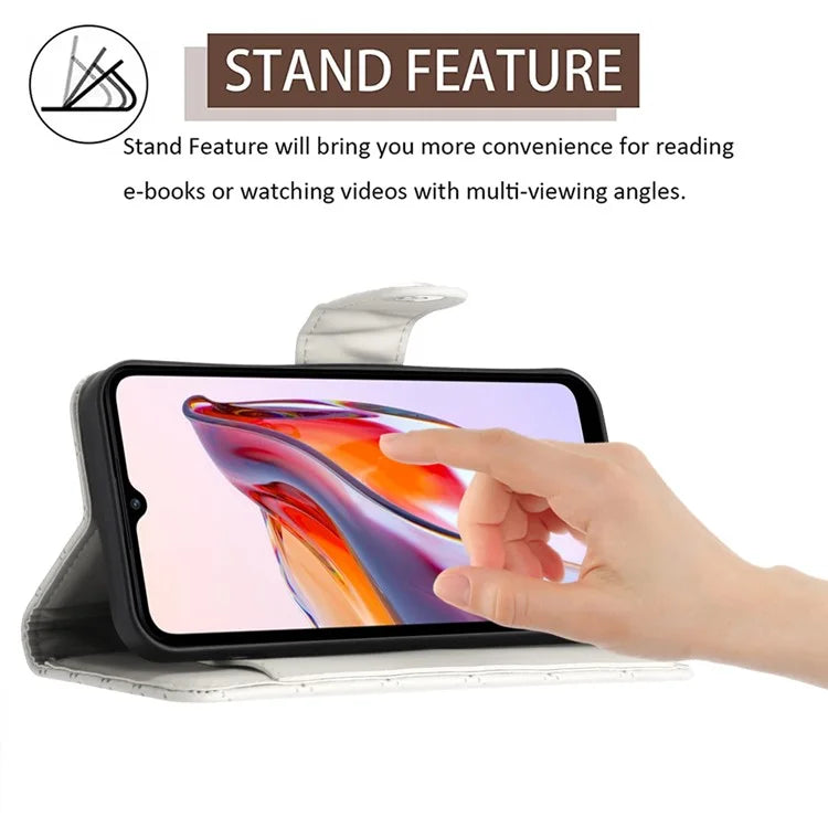 YB Imprinting Series-8 for Xiaomi Redmi 12C 4G / Poco C55 4G Cell Phone Cases Rhombus Imprinted Cover with Wrist Strap