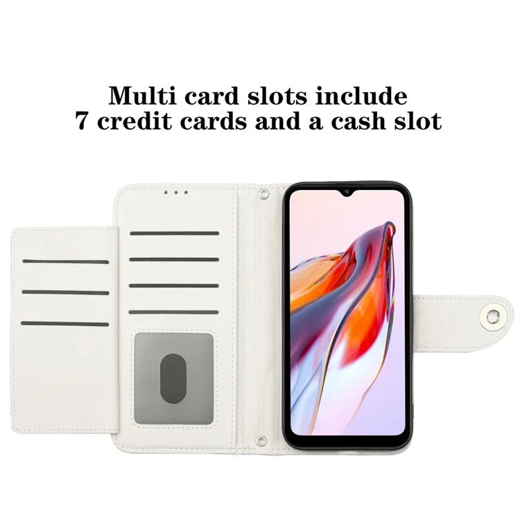 YB Imprinting Series-8 for Xiaomi Redmi 12C 4G / Poco C55 4G Cell Phone Cases Rhombus Imprinted Cover with Wrist Strap