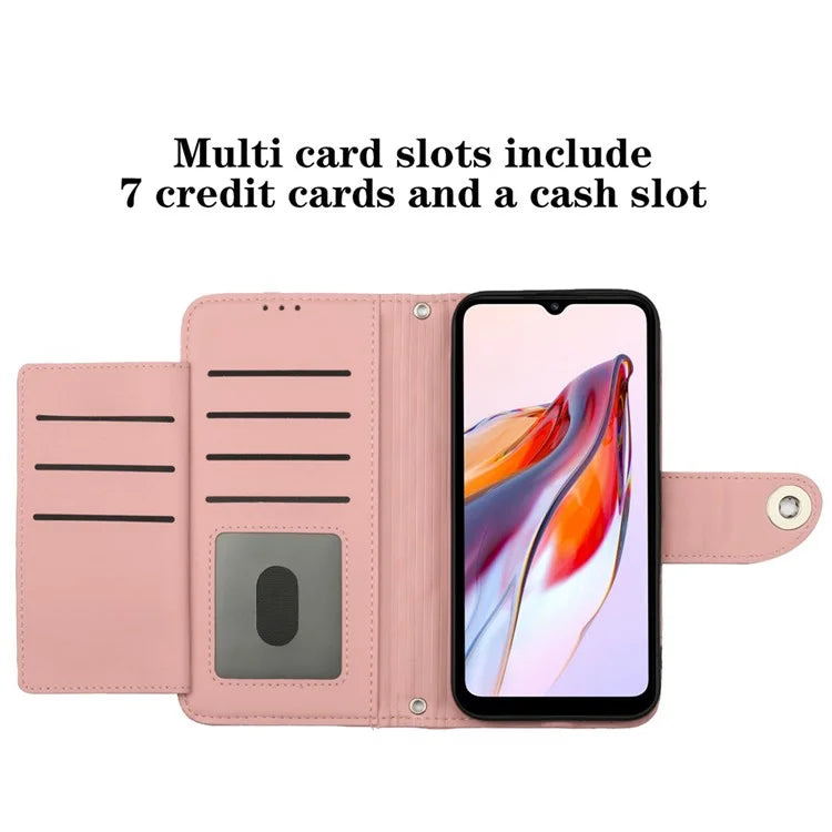 YB Imprinting Series-8 for Xiaomi Redmi 12C 4G / Poco C55 4G Cell Phone Cases Rhombus Imprinted Cover with Wrist Strap