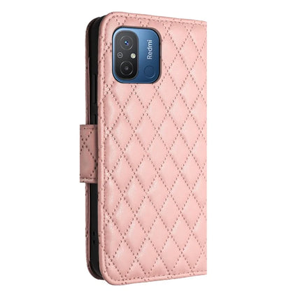 YB Imprinting Series-8 for Xiaomi Redmi 12C 4G / Poco C55 4G Cell Phone Cases Rhombus Imprinted Cover with Wrist Strap