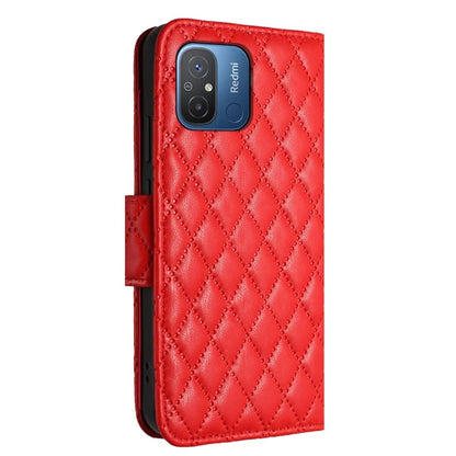 YB Imprinting Series-8 for Xiaomi Redmi 12C 4G / Poco C55 4G Cell Phone Cases Rhombus Imprinted Cover with Wrist Strap