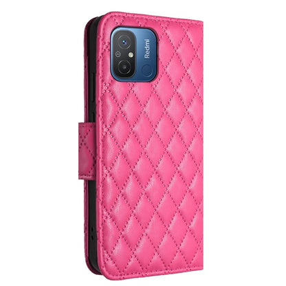 YB Imprinting Series-8 for Xiaomi Redmi 12C 4G / Poco C55 4G Cell Phone Cases Rhombus Imprinted Cover with Wrist Strap