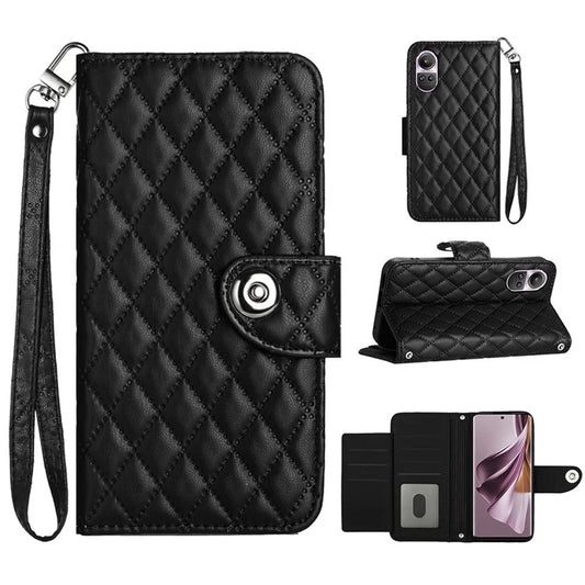 YB Imprinting Series-8 for Oppo Reno10 Pro 5G (Global) / Reno10 5G (Global) Case Wallet Rhombus Pattern Cover