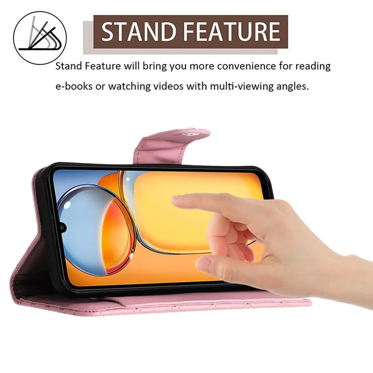YB Imprinting Series-8 for Xiaomi Redmi 13C 4G / Poco C65 4G Case Rhombus Wallet Smart Phone Protector