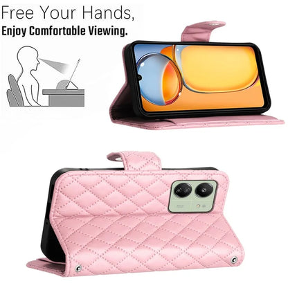 YB Imprinting Series-8 for Xiaomi Redmi 13C 4G / Poco C65 4G Case Rhombus Wallet Smart Phone Protector