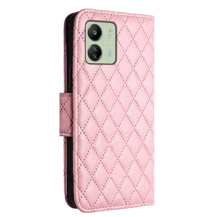 YB Imprinting Series-8 for Xiaomi Redmi 13C 4G / Poco C65 4G Case Rhombus Wallet Smart Phone Protector
