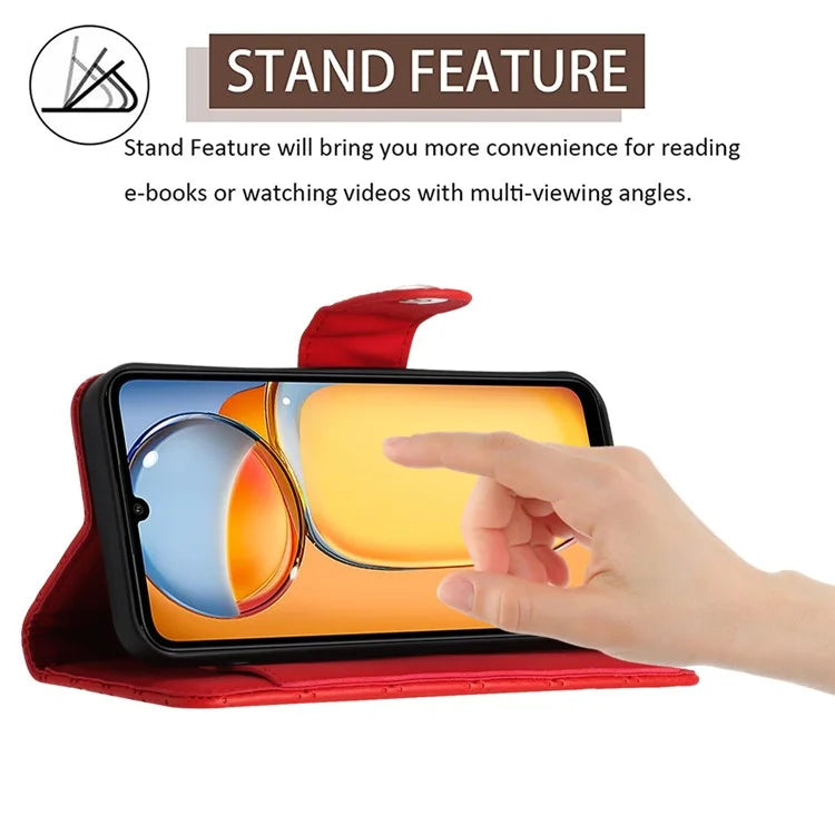YB Imprinting Series-8 for Xiaomi Redmi 13C 4G / Poco C65 4G Case Rhombus Wallet Smart Phone Protector