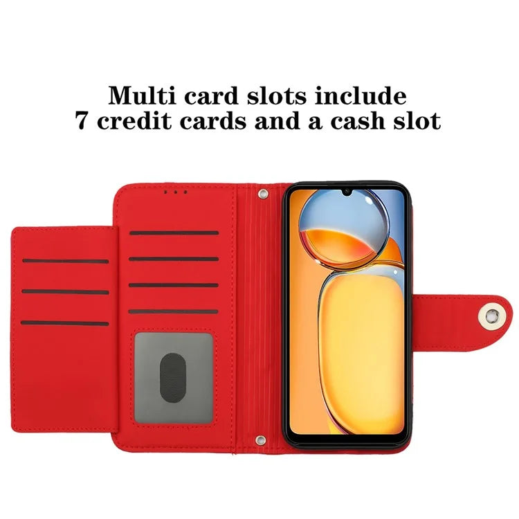 YB Imprinting Series-8 for Xiaomi Redmi 13C 4G / Poco C65 4G Case Rhombus Wallet Smart Phone Protector