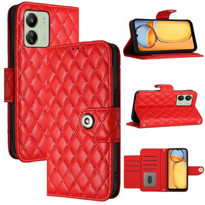 YB Imprinting Series-8 for Xiaomi Redmi 13C 4G / Poco C65 4G Case Rhombus Wallet Smart Phone Protector