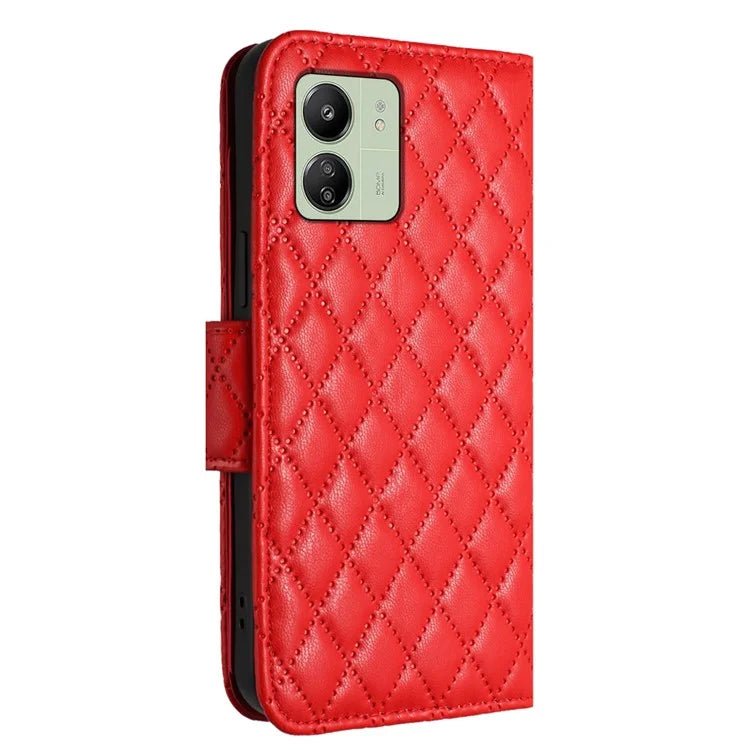 YB Imprinting Series-8 for Xiaomi Redmi 13C 4G / Poco C65 4G Case Rhombus Wallet Smart Phone Protector