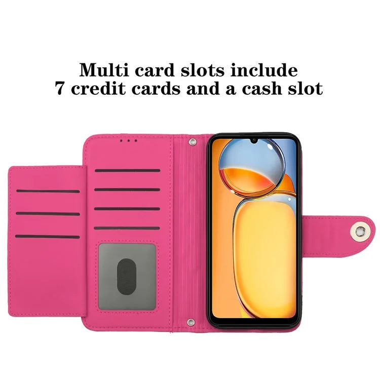 YB Imprinting Series-8 for Xiaomi Redmi 13C 4G / Poco C65 4G Case Rhombus Wallet Smart Phone Protector