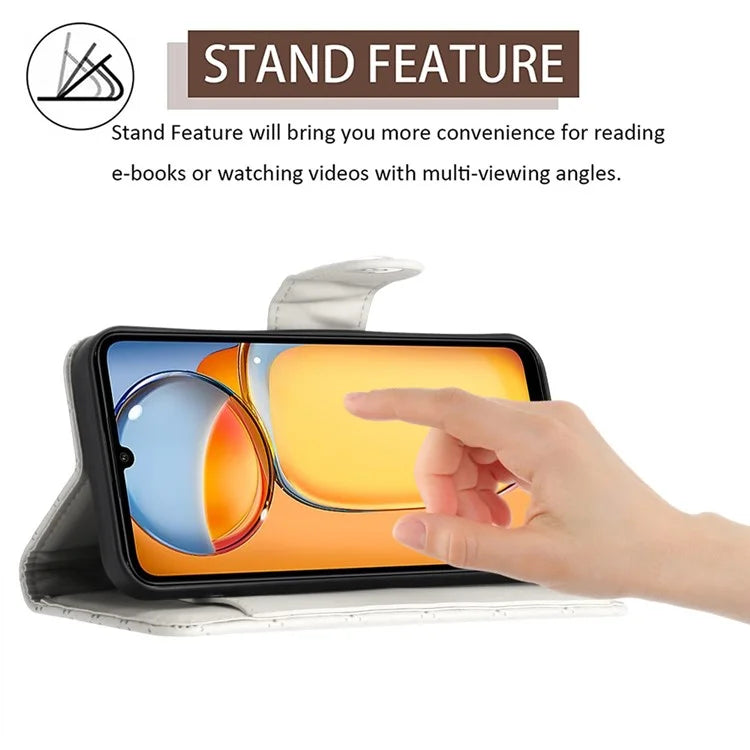 YB Imprinting Series-8 for Xiaomi Redmi 13C 4G / Poco C65 4G Case Rhombus Wallet Smart Phone Protector