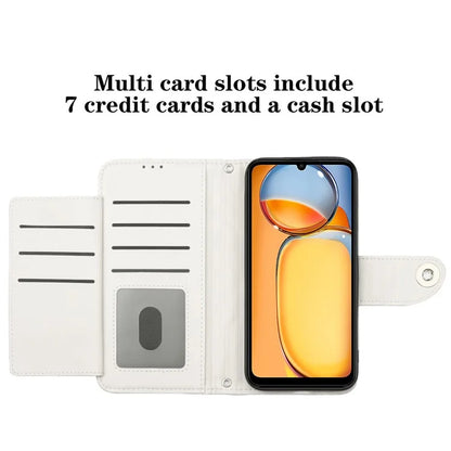 YB Imprinting Series-8 for Xiaomi Redmi 13C 4G / Poco C65 4G Case Rhombus Wallet Smart Phone Protector