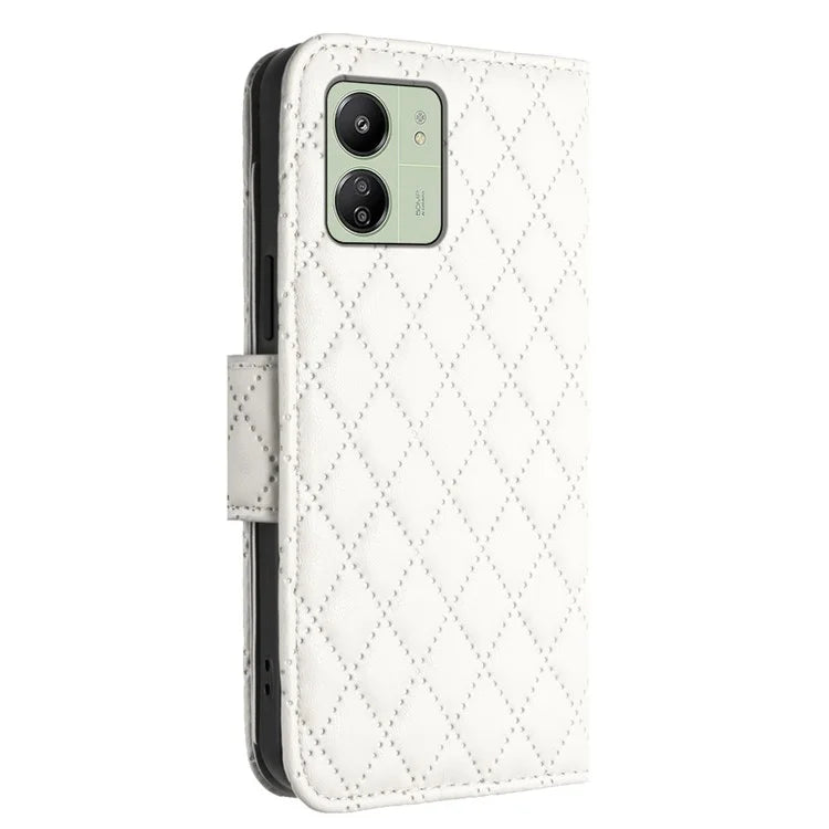 YB Imprinting Series-8 for Xiaomi Redmi 13C 4G / Poco C65 4G Case Rhombus Wallet Smart Phone Protector