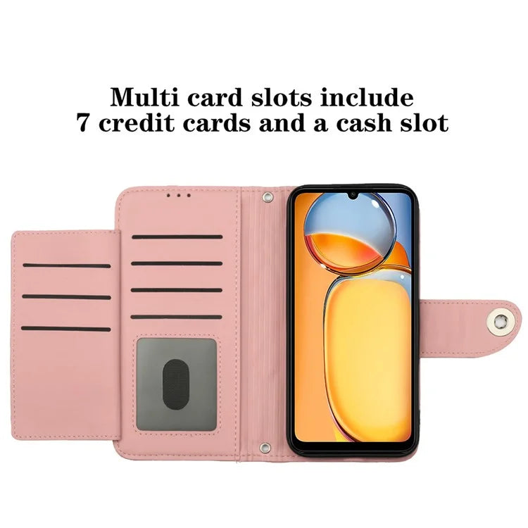 YB Imprinting Series-8 for Xiaomi Redmi 13C 4G / Poco C65 4G Case Rhombus Wallet Smart Phone Protector