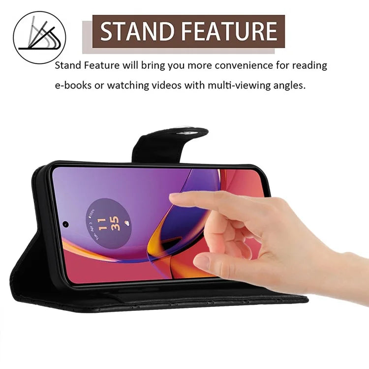 YB Imprinting Series-8 for Motorola Moto G84 5G Magnetic Phone Case Wallet Anti-scratch Cover with 7 Card Slots